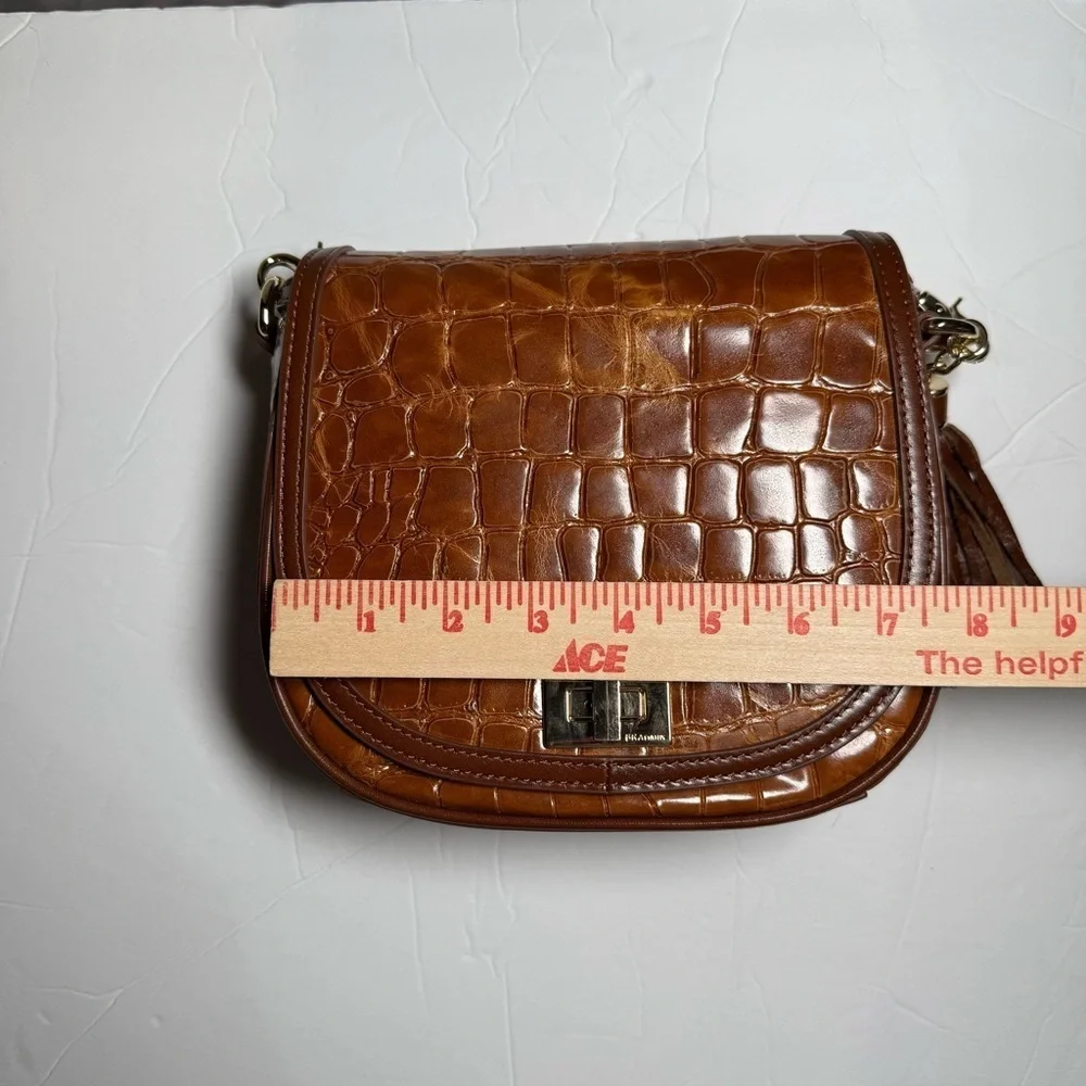 Brahmin Mini Sonny Saddle Bag in Tan Gustavo Brown Crocodile Crossbody